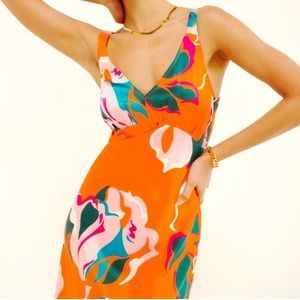 Reformation Daytona Silk Dress in Electra NWT Size Medium